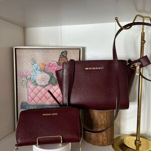 Michael Kors Burgundy Bag and Wallet Comi